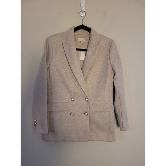 LOFT Jackets & Blazers - New Loft Nueral Brushed Oatmeal Double Breasted Pearl Button Blazer Coat Sz 4